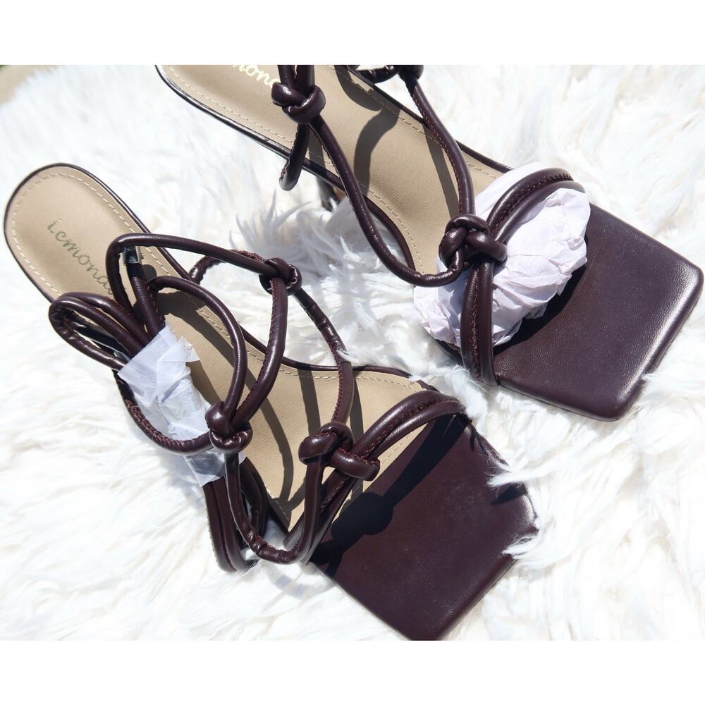 Lemonade Chocolate Brown Strappy Square Toe Heels Sandals Women’s Size 11 NIB